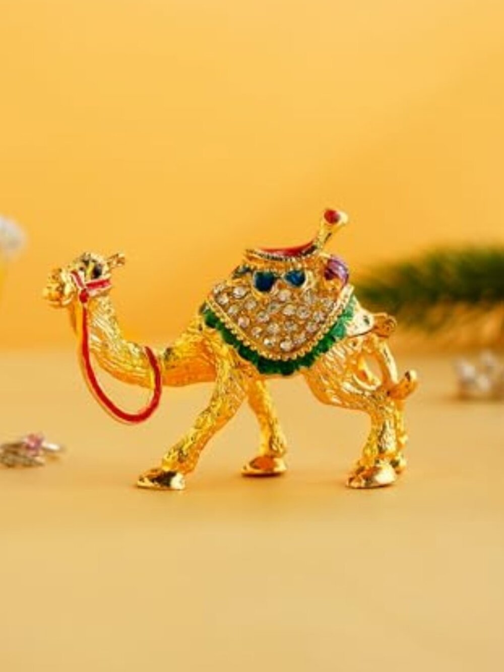 2.4" Golden Crystal Camel‎ Figurines Decor Ornament Golden Enamel Camel